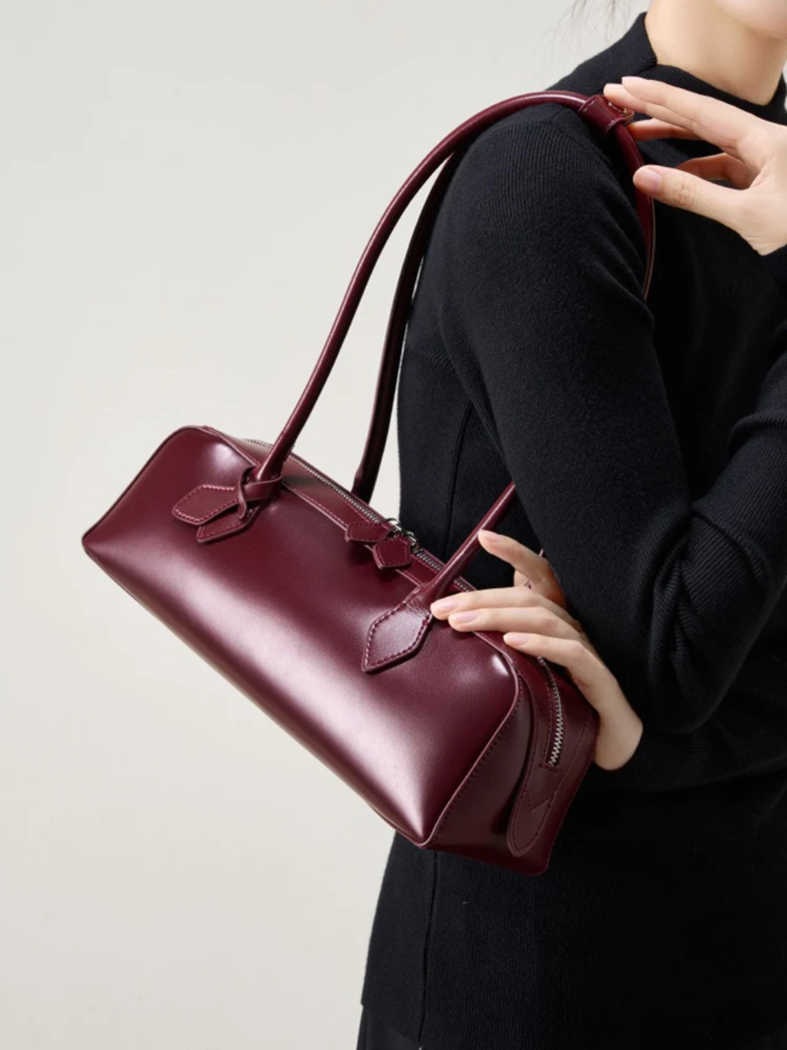 Zency Fashion Designer Underarm Bag Ladies Handbag Premium Oil Wax Leather Shoulder Bag Ladies Satchel French Style New Trendy