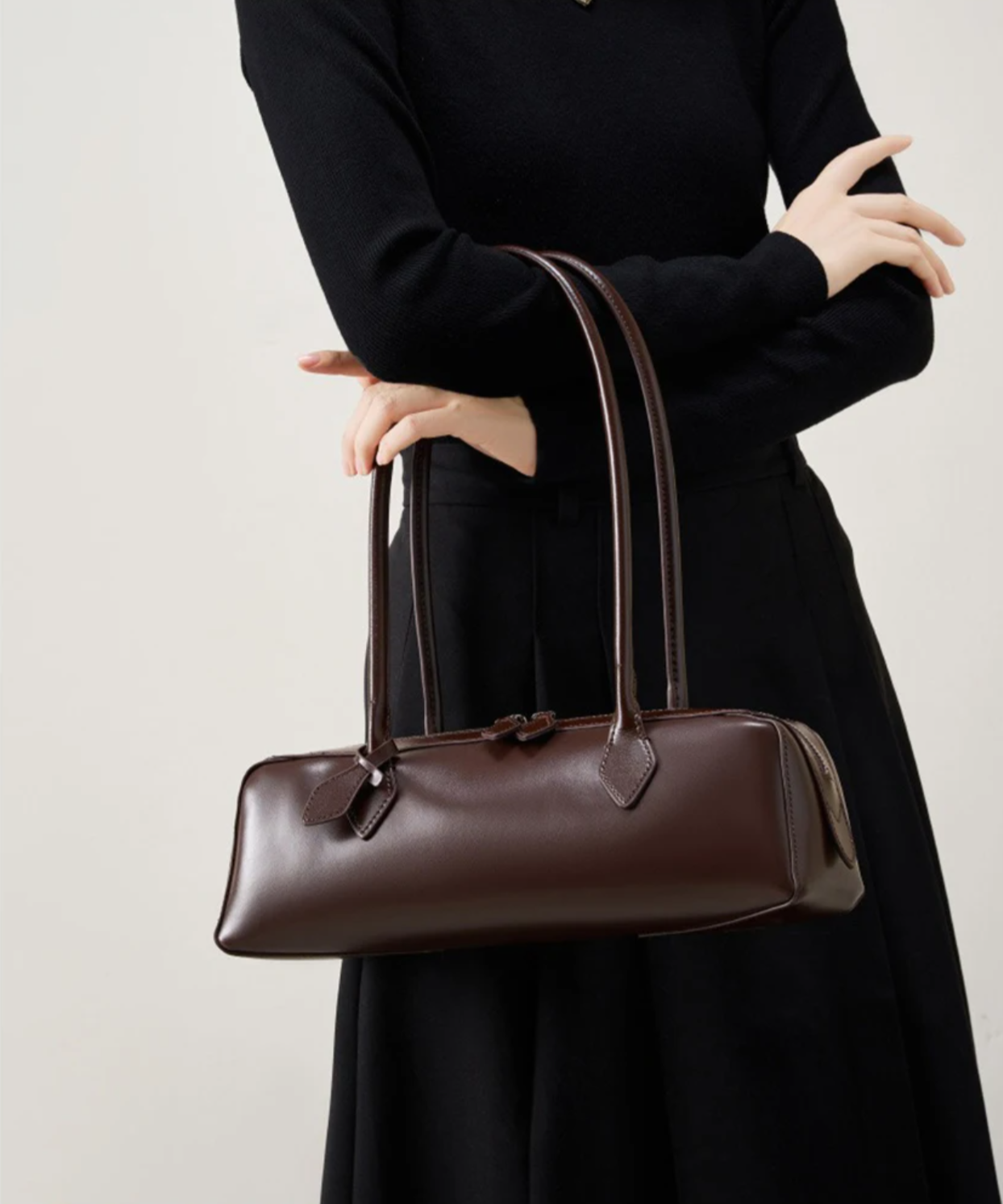Zency Fashion Designer Underarm Bag Ladies Handbag Premium Oil Wax Leather Shoulder Bag Ladies Satchel French Style New Trendy